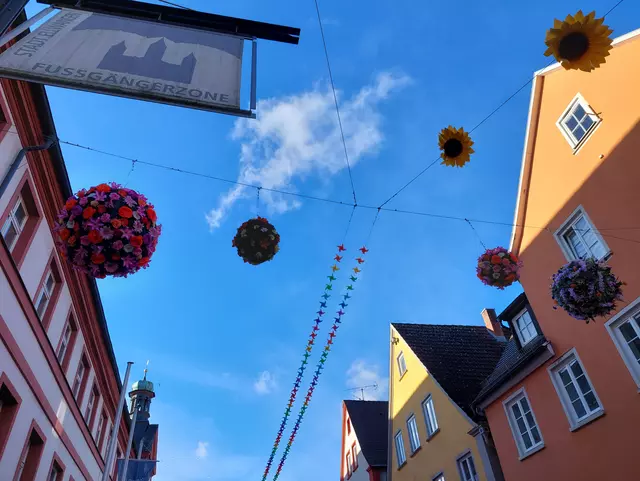 Blickpunkte im Luftraum, Blumen und Windrädchen